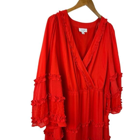 Alexis Target Dress Angel Sleeve Tiered Ruffle Orange Chiffon Plus Size 2X Boho - Picture 5 of 16